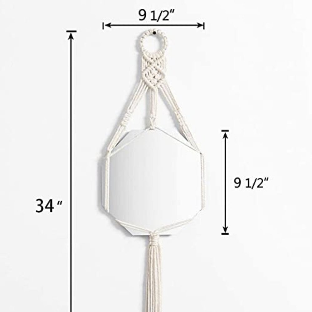 Boho Macrame Wall Hanging Mirror Geometric NWT - Picture 5 of 6